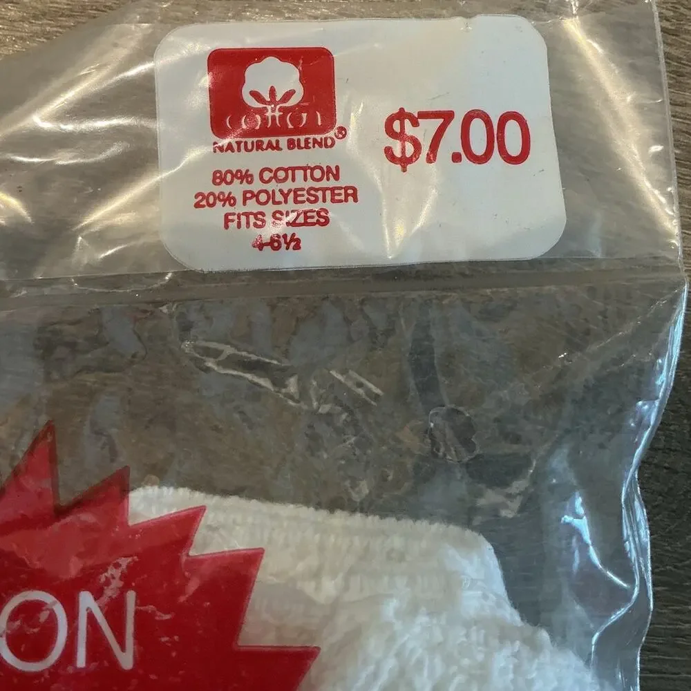 NEW Vintage Hanes Cushion Crew Socks 6 Pairs Size 4 - 6.5‎ USA White Deadstock